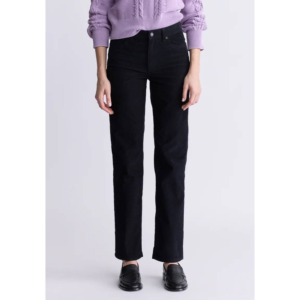 7 For All Mankind Roxanne Black Corduroy Slim Straight Pants Womens Size 28